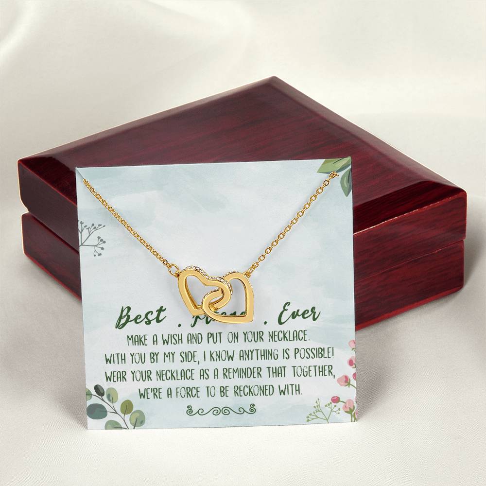 Best Friend Ever Interlocking Hearts Necklace Message Card
