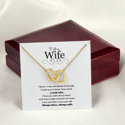To My Wife-Love You Always Interlocking Hearts Necklace