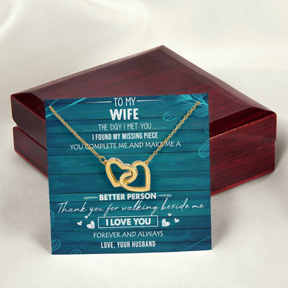 To My Wife Interlocking Hearts Necklace Message Card