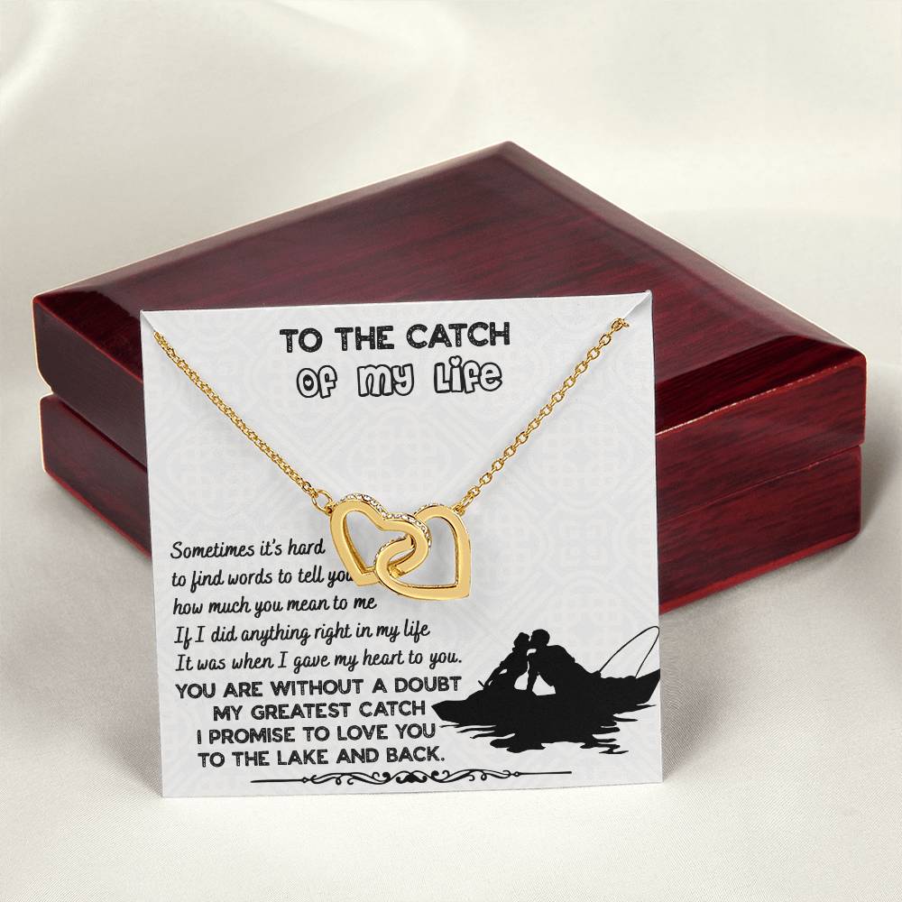 To The Catch Of My Life Knot Necklace & Earring Gift Set For Her Handmade Jewelry Interlocking Hearts Necklace