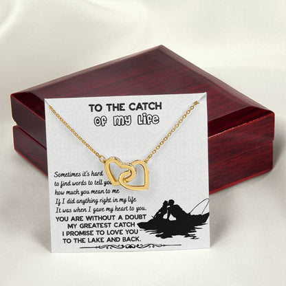 To The Catch Of My Life Knot Necklace & Earring Gift Set For Her Handmade Jewelry Interlocking Hearts Necklace