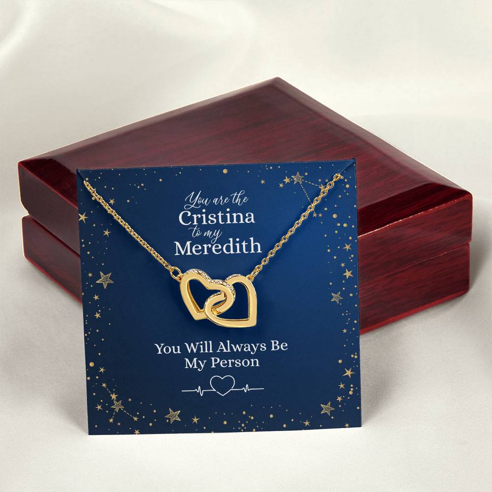 You Are The Christina To My Meredith Heart Necklace Interlocking Hearts Necklace