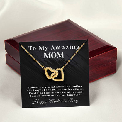 Amazing Mom - Interlocking Hearts - Mother'S Day - Nurse Interlocking Hearts Necklace