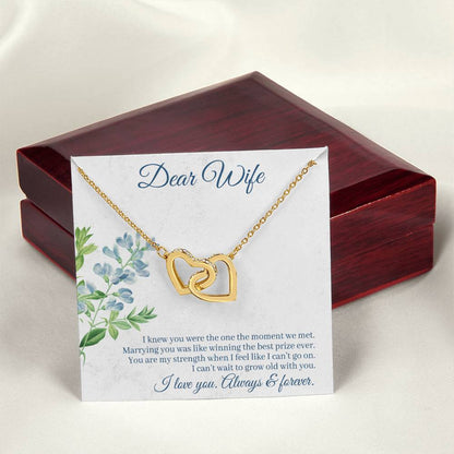 Dear Wife I Lover You Always & Forever Interlocking Hearts Necklace