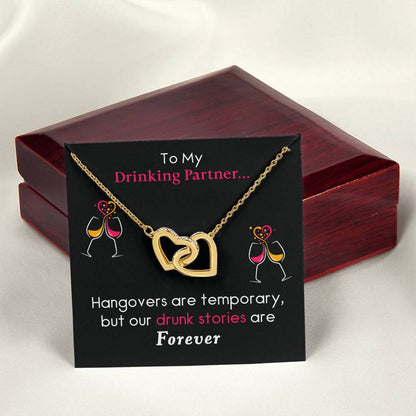 Drunk Stories Are Forever Interlocking Hearts Necklace