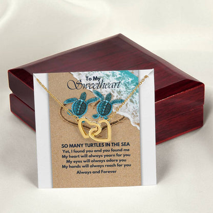 Turtle Love Interlocking Hearts Necklace