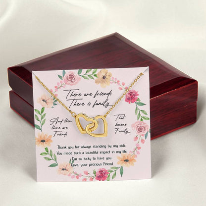 Friends Interlocking Hearts Necklace Message Card