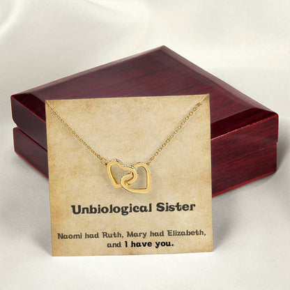 Unbiological Sister Necklace - Gift For Best Friend Interlocking Hearts Necklace