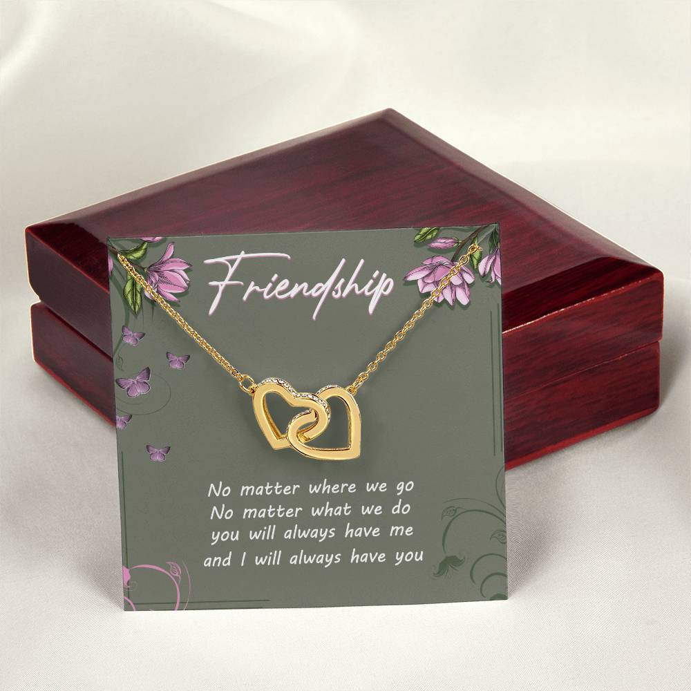 Friendship Interlocking Hearts Necklace Message Card