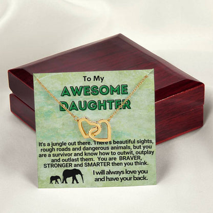 Awesome Daughter Linked Hearts Necklace Gift From Mom Or Dad Interlocking Hearts Necklace