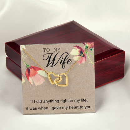 To My Wife Interlocking Hearts Necklace Message Card