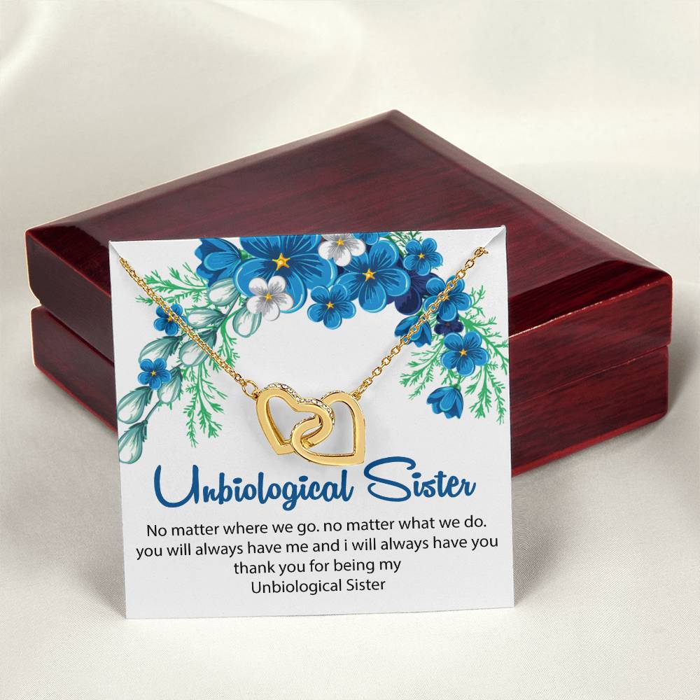 Unbiological Sister Necklace. Interlocking Hearts Necklace