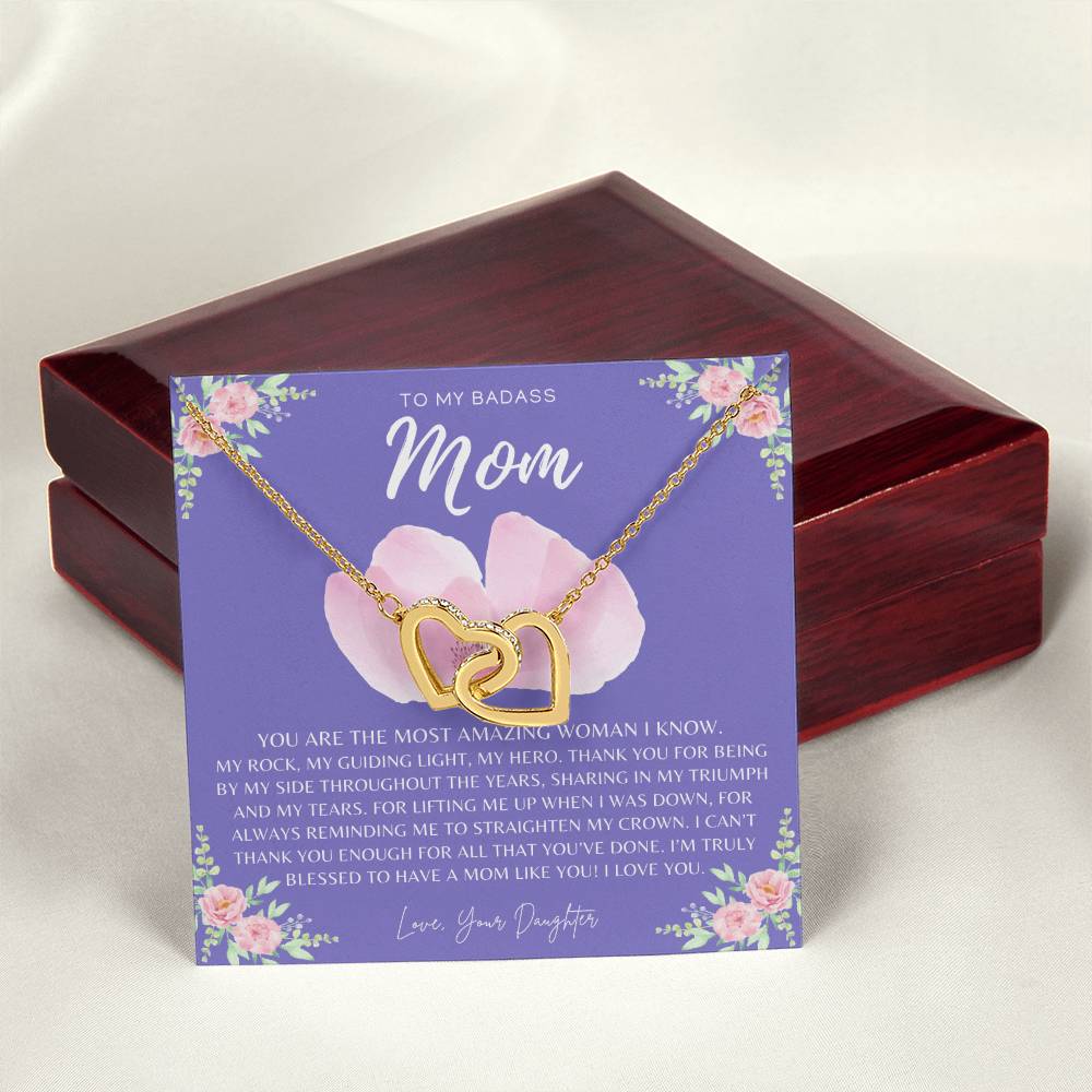 Badass Mom Gift To My Badass Mom Necklace Mother’S Day Gift Daughter To Mom Gift Gift From Daughter To Mom On Wedding Day Mom Gift Interlocking Hearts Necklace