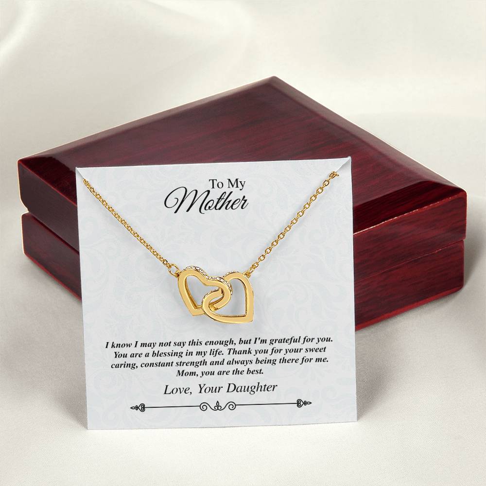 'To My Mother' Linked Hearts Necklace - I'M Grateful For You You Are The Best Interlocking Hearts Necklace