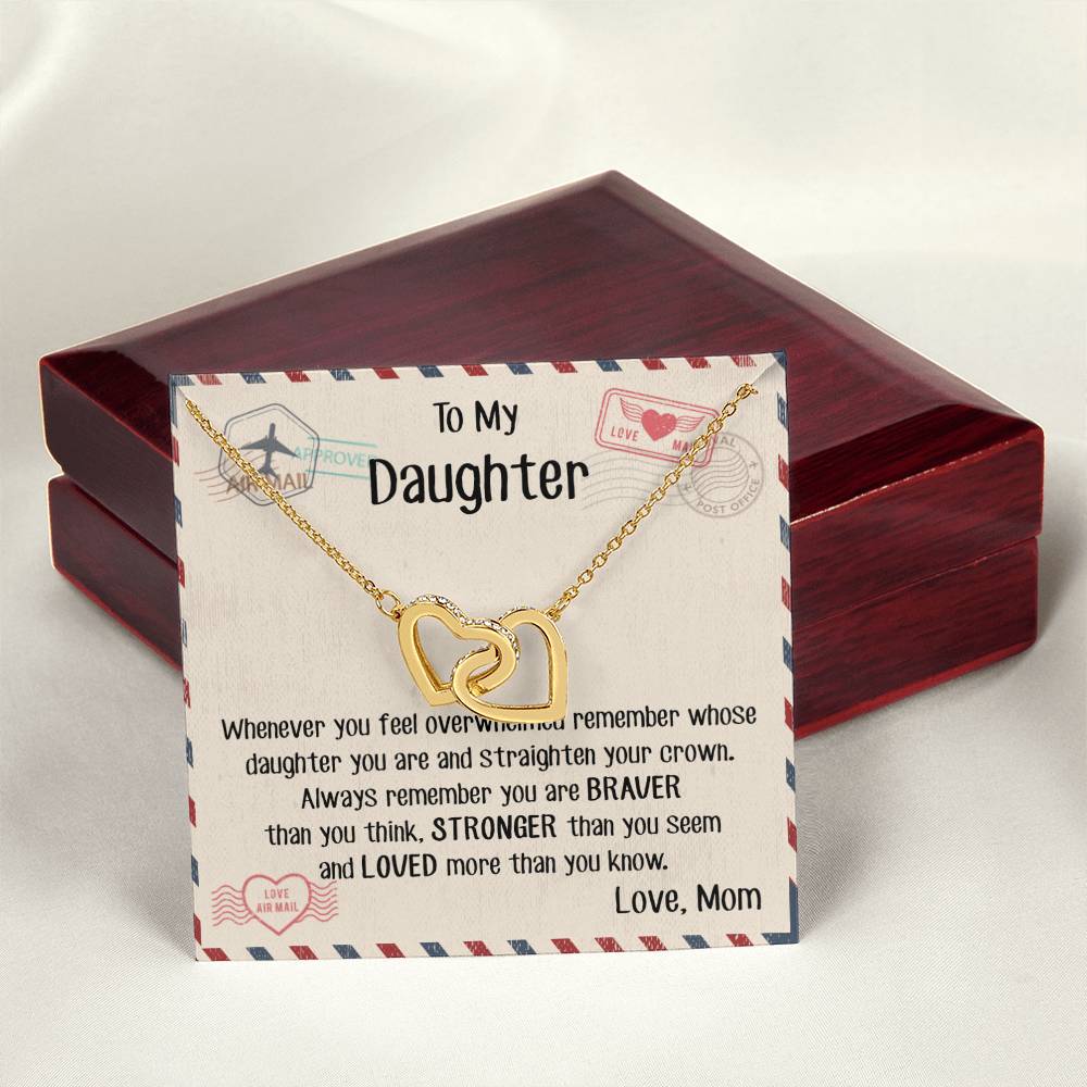 Daughter - Mom Gift Interlocking Hearts Necklace