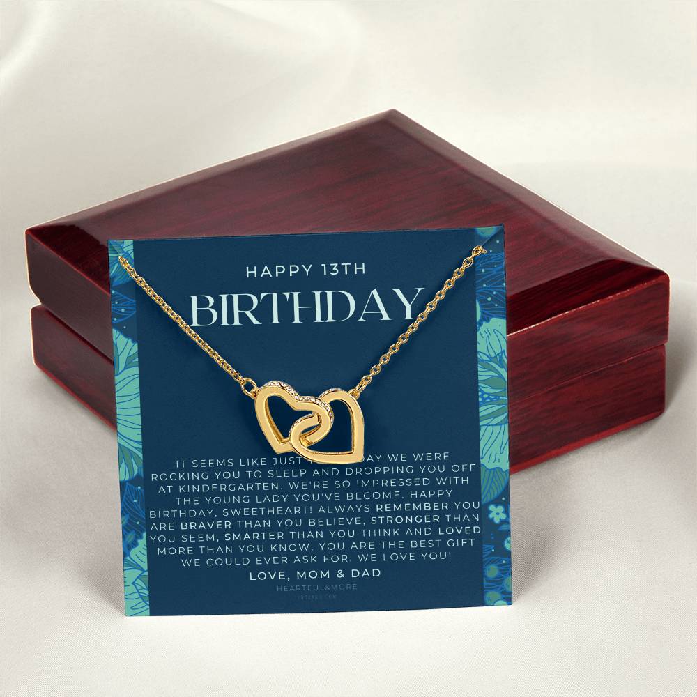 Gift For 13 Year Old Girl Gifts 13Th Birthday Girl 13Th Birthday Gift Thirteenth Birthday Necklace Teen Birthday Gift Official Teenager Interlocking Hearts Necklace