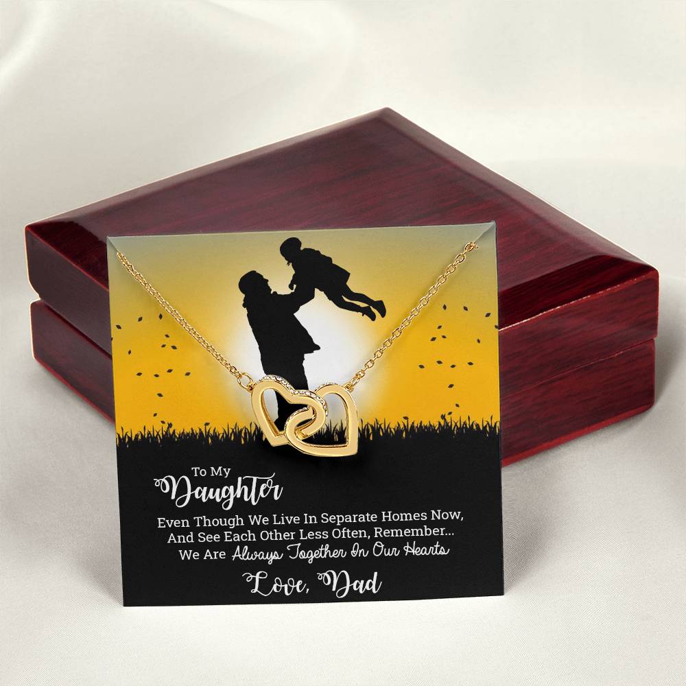 Dad To Daughter Double Hearts Necklace - Always Together In Our Hearts Interlocking Hearts Necklace