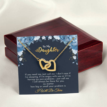 Gift For Daughter - Interlocking Hearts Necklace With Message Card