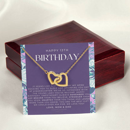 Gift For 13 Year Old Girl Gifts 13Th Birthday Girl 13Th Birthday Gift Thirteenth Birthday Necklace Teen Birthday Gift Official Teenager Interlocking Hearts Necklace