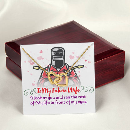 Welder'S Future Wife - Interlocking Heart Necklace Interlocking Hearts Necklace