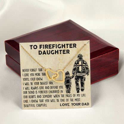 Firefighter Daughter Gift To Firefighter Daughter Gift From Dad Firefighter Daughter Necklace Interlocking Hearts Necklace