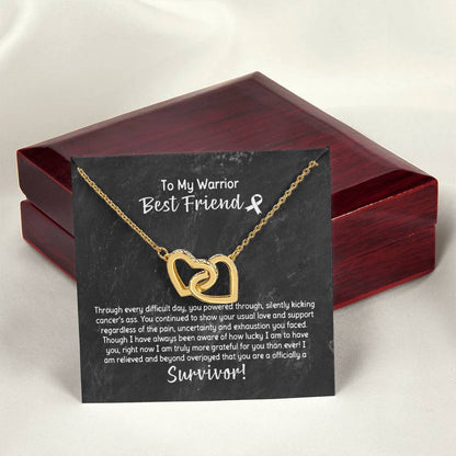 Best Friend Cancer Survivor Gift Interlocking Hearts Necklace