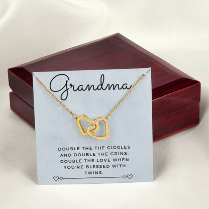 Twin Grandma Necklace Interlocking Hearts Necklace