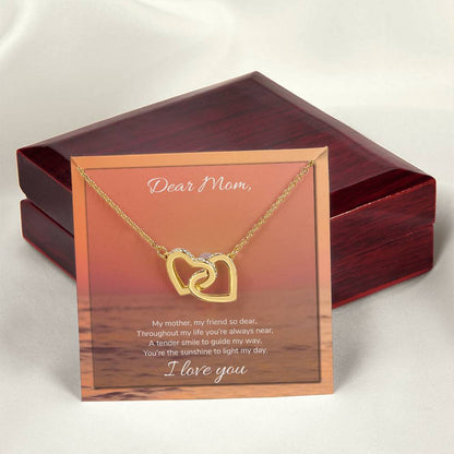 Dear Mom Interlocking Hearts Necklace