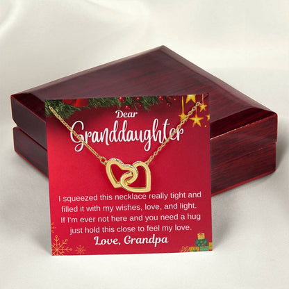 Christmas Gift For Granddaughter - Hold This Close To Feel My Love Interlocking Hearts Necklace