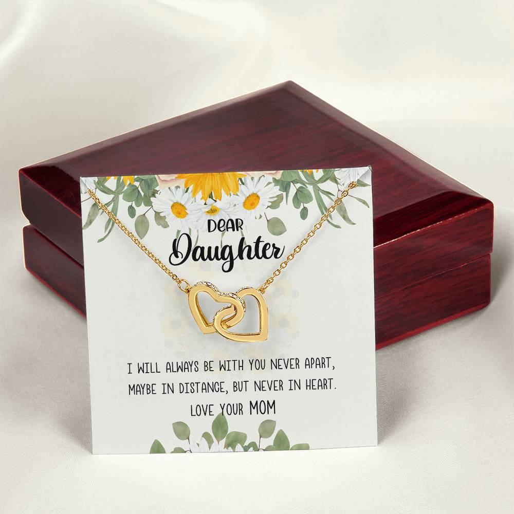 Dear Daughter - Gift From Mom Birthday Wish For Daughter Interlocking Hearts Necklace