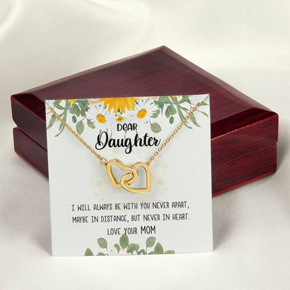 Dear Daughter - Gift From Mom Birthday Wish For Daughter Interlocking Hearts Necklace