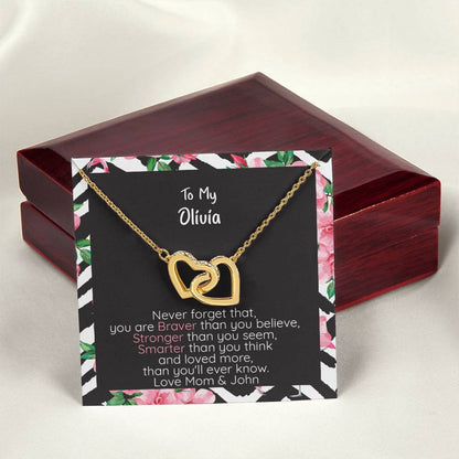 Daughter Conneced Hearts Braver Interlocking Hearts Necklace