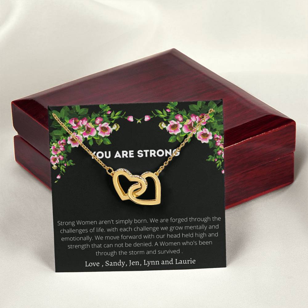 You Are Strong Interlocking Hearts Necklace