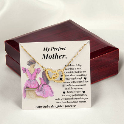 Wedding Gift For Mother - You'Re My Perfect Mother And I Love You And Appreciate You More Than I Could Ever Express Interlocking Hearts Necklace