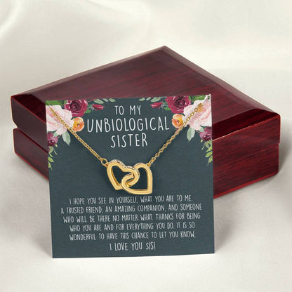 Unbiological Sister Necklace Soul Sister Big Little Sorority Sister In Law Necklace Step Sister Gift Tribe Necklace Best Friend Gift Bff Gift Interlocking Hearts Necklace