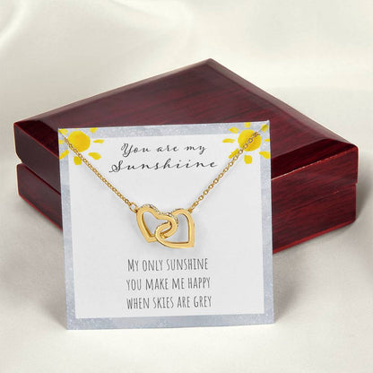You Are My Sunshine Interlocking Hearts Necklace
