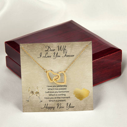 To My Wife Necklace -I Will Love You Forever Interlocking Hearts Necklace