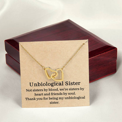 Unbiological Sister Interlocking Hearts Necklace