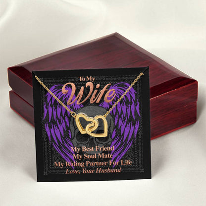 To My Wife My Best Friend My Riding Partner For Life. Gift For A Wife Who Rides Interlocking Hearts Necklace