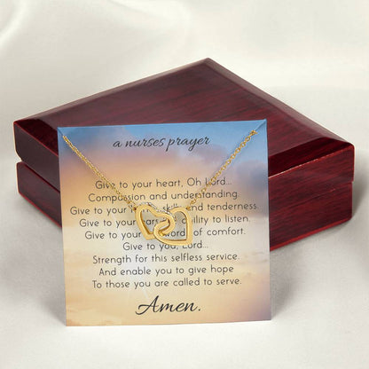 A Nurse Prayer Interlocking Hearts Necklace