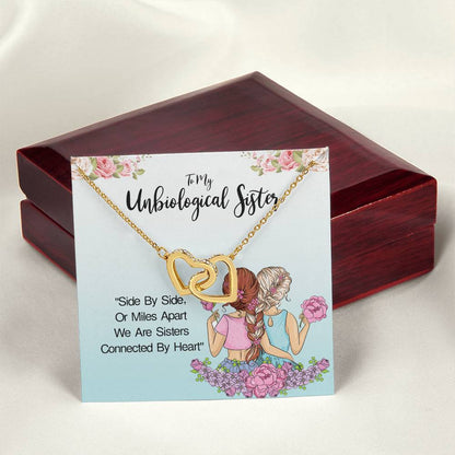 Unbiological Sister- Soul Sisters Necklace Bff Necklace Best Friend Gift Jewelry Interlocking Hearts Necklace