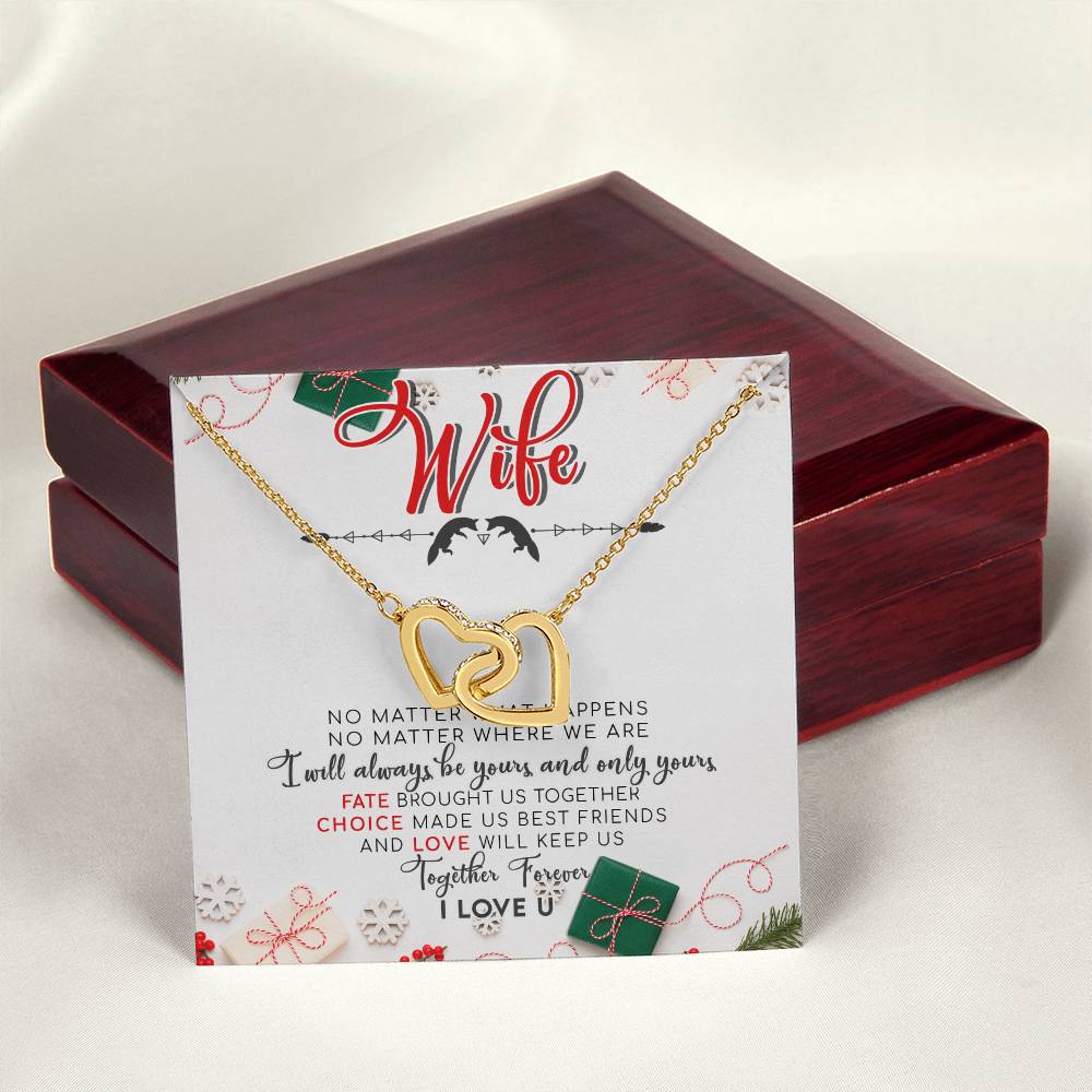 To My Wife Interlocking Hearts Necklace Message Card