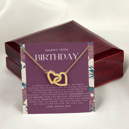 Gift For 13 Year Old Girl Gifts 13Th Birthday Girl 13Th Birthday Gift Thirteenth Birthday Necklace Teen Birthday Gift Official Teenager Interlocking Hearts Necklace