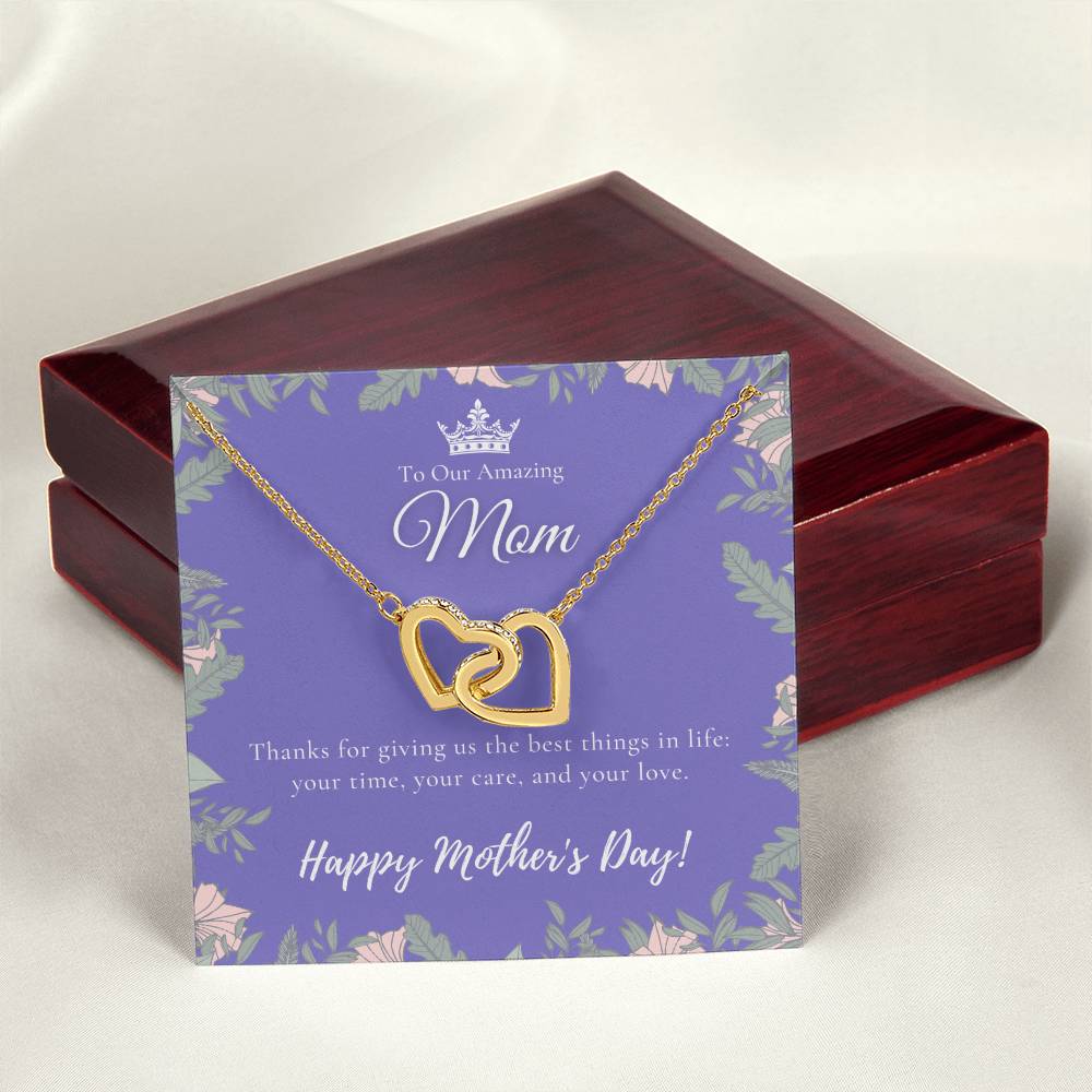 To Our Amazing Mom Necklace Happy Mother’S Day Gift Personalized Mom Gift Mothers Necklace Gift For Mom Best Mom Gift Interlocking Hearts Necklace