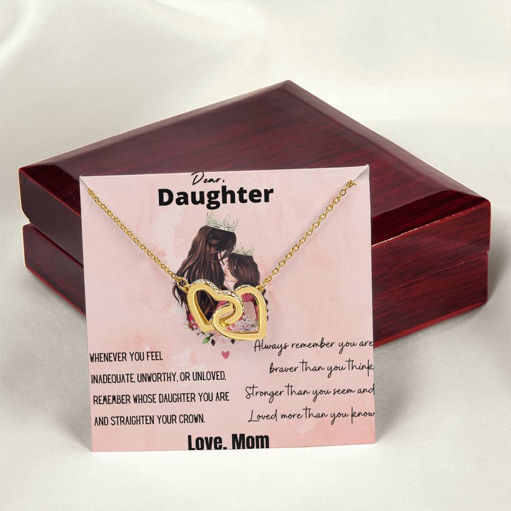 Dear Daughter Straighten Your Crown Interlocking Hearts Necklace