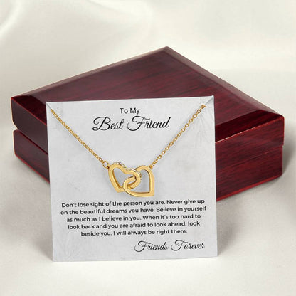 Don'T Lose Sight Of The Person You Are Interlocking Hearts Necklace