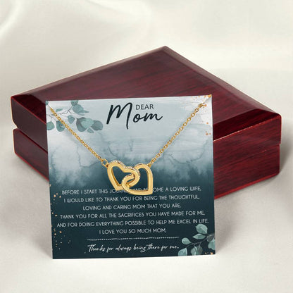 Dear Mom Interlocking Hearts Necklace Message Card