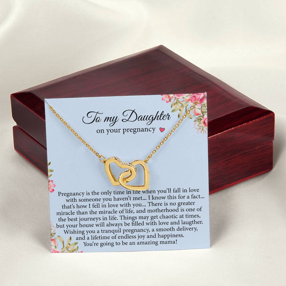 Daughter Pregnancy Gift For Daughter Baby Shower Interlocking Hearts Necklace