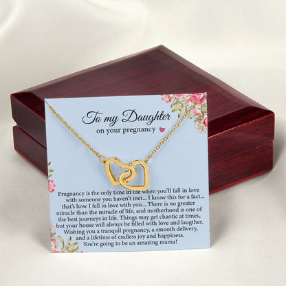 Daughter Pregnancy Gift For Daughter Baby Shower Interlocking Hearts Necklace