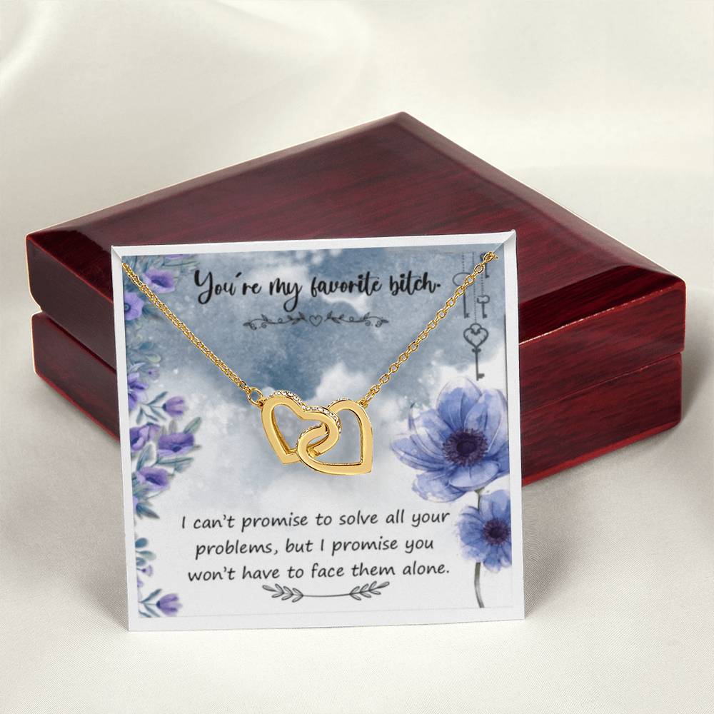 You'Re My Favorite Bitch Interlocking Hearts Necklace